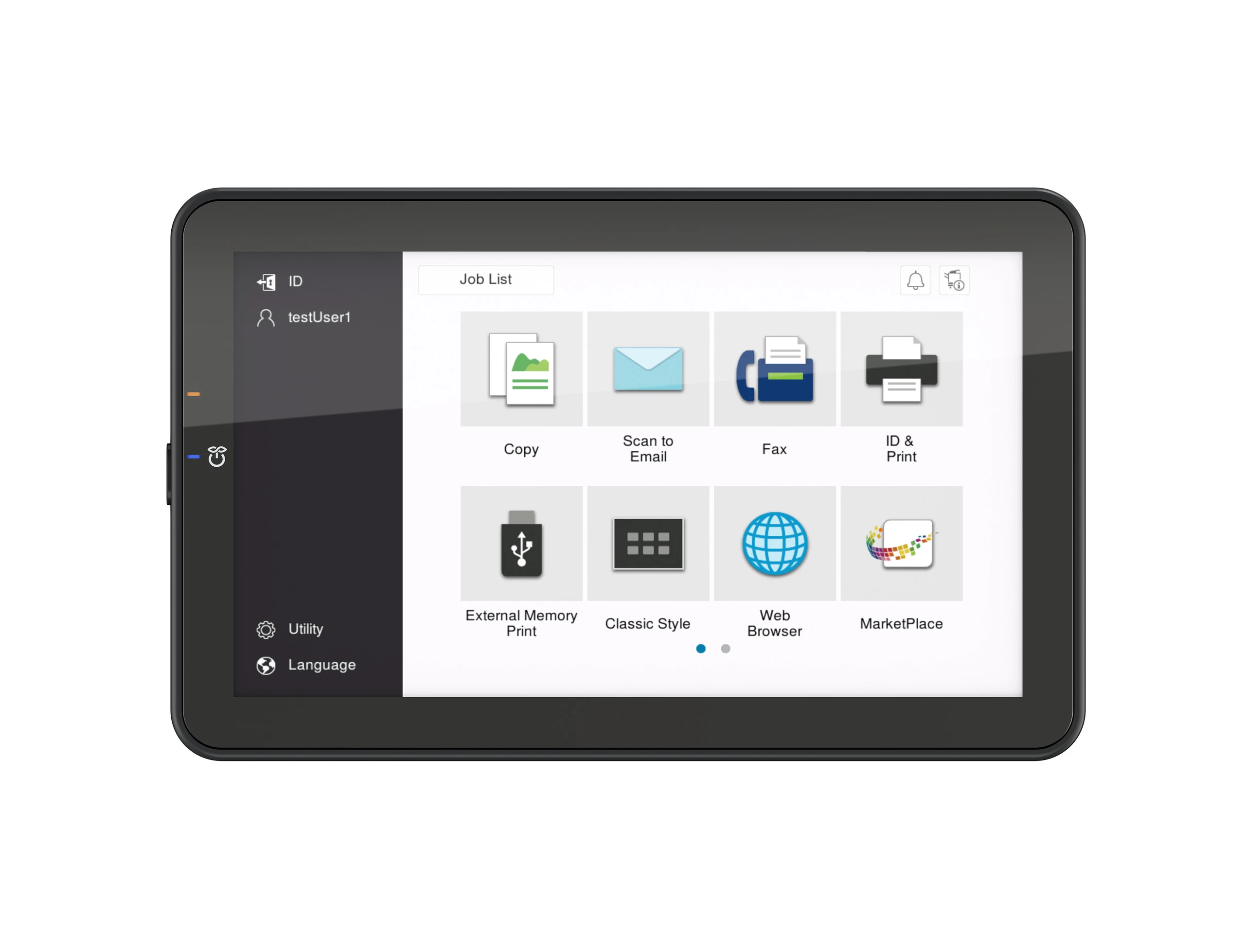 Konica Minolta bizhub C360i – panel dotykowy